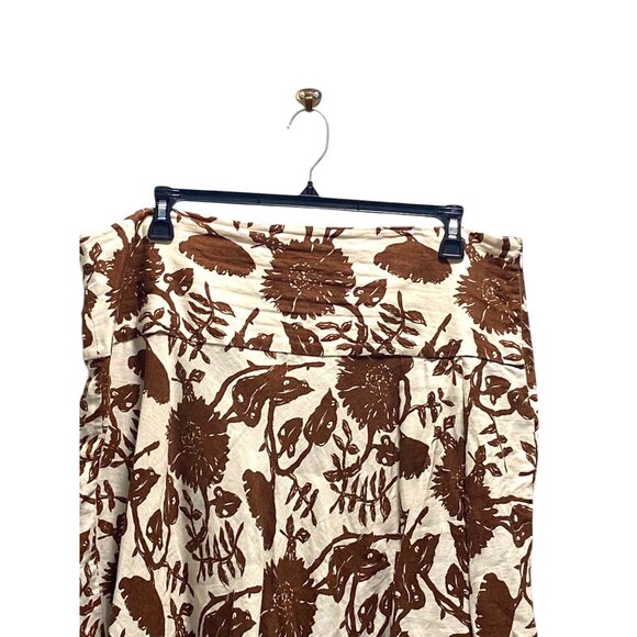 Gap Y2K (2002) Linen Floral Midi Skirt Brown Size 16 Plus Size Coastal Boho Cute - Picture 6 of 15